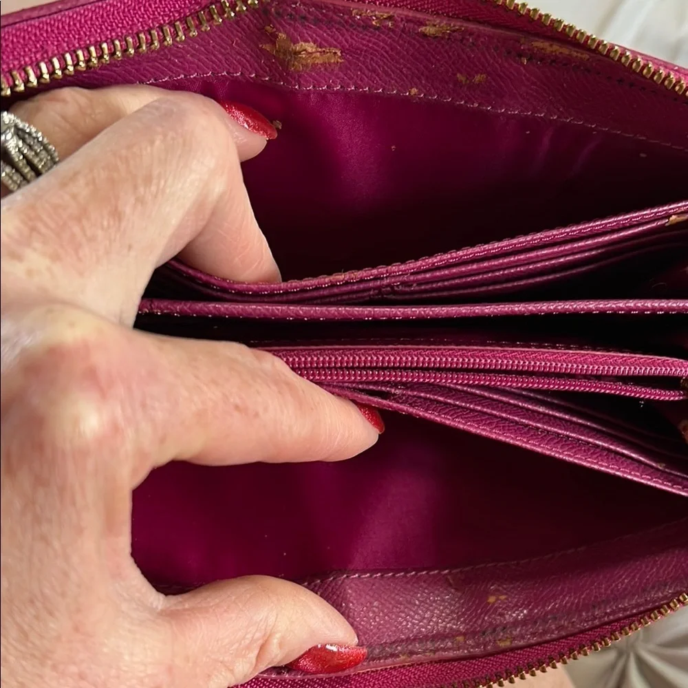 Coach Brown and Pink Signature Canvas Wallet